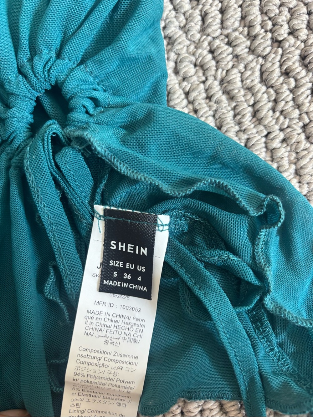 SHEIN Teal Drawstring Side-Tie Top - Picture 2 of 2